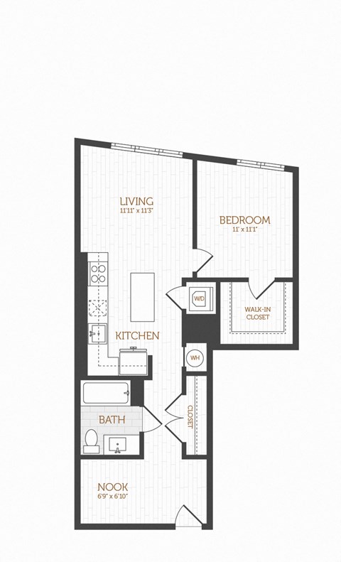 a floor plan of a bedroom apartment with a closet and a bathroom